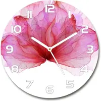 Tulup Wanduhr aus Glas 30fi Glasbild Glasuhr Gehärtetes Glas - weisse-zeiger - Pink flower