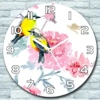 Coloray Wanduhr aus Glas Rund fi 30 Vögel Bunte Natur Quarz Deko Schlafzimmer Büro