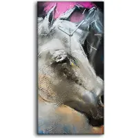 Coloray Wandkunst Leinwand Bild Uhr Geräuschlos 30x60 Bild Malerei Pferde bunte Umarmung - weiße Hände