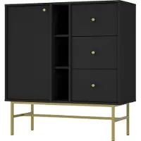 Masseno Kommode TORINO 100 cm Sideboard mit 3 Schubladen und 1 Türen für Wohnzimmer Schlafzimmer Modern 100x41x108 cm Graphitfarben / Graphitfarben