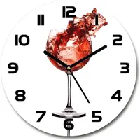 Tulup Wanduhr aus Glas 30fi Glasbild Glasuhr Gehärtetes Glas - schwarze-zeiger - A glass of wine