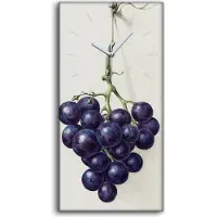Coloray Wandkunst Leinwand Bild Uhr Geräuschlos 30x60 Gemälde Bündel Blauer Trauben - weiße Hände