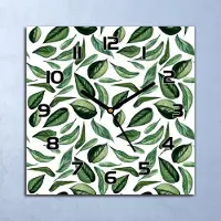 Coloray Wanduhr Echt-Glas-Küchenuhr Blätter aus Garten Quarz 30x30 Deko Bilder