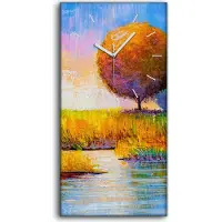 Coloray Wohnzimmer-Bild Leinwand Uhr 30x60 Original Gemälde eines Sommer flusses - weiße Hände