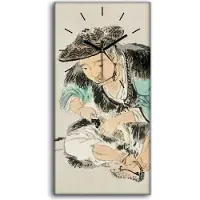 Coloray Wandbild Leinwand Bilder Wanduhr 30x60 Malerei Asiatische Fischer Kunst - schwarze Hände