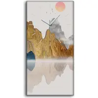 Coloray Wohnzimmer-Bild Leinwand Uhr 30x60 Malerei Abstrakte Asiatische See Berge Boots - weiße Hände