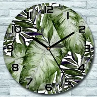 Coloray Wanduhr aus Glas Rund fi 30 Tropische Blätter Quarz Deko Wohnzimmer Büro
