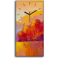 Coloray Dekor Leinwand Uhr Wandbilder Geräuschlos 30x60 Gemälde Wald Bäume Herbst Natur - schwarze Hände