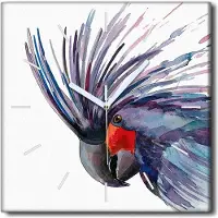 Coloray Uhr auf Leinwand 30x30 cm Wand Uhr Dekoration Wohnzimmer Segeltuch weiße Zeiger -Kakadu Parrot Bird.