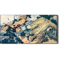 Coloray Wanduhr Uhr Wandbild Leinwand 60x30 Malerei Abstrakte Asiatische Hütten Samurai - schwarze Hände