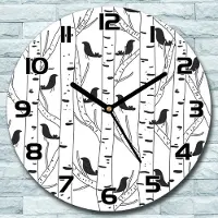Coloray Wanduhr aus Glas Rund fi 30 Vögel und Bäume Quarz Deko Wohnzimmer Büro