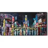 Coloray Küche Wohnzimmer Wand Leinwand Uhr 60x30 Bild Stadt New York bunte Straßenlicht - schwarze Hände