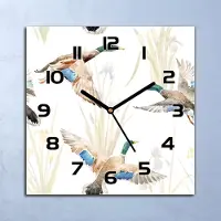 Coloray Wanduhr Echt-Glas-Küchenuhr Aquarell Enten Quarz Lautlos 30x30 Deko Bilder