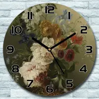 Coloray Wanduhr aus Glas Rund fi 30 Stilllebenmalerei Quarz Deko Schlafzimmer Büro