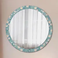 Coloray Spiegel - Mirror zum Wandspiegel Schlafzimmer – Schminkspiegel- floral Muster- Ø100cm