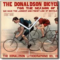 Coloray Uhr auf Leinwand 30x30 cm Wand Uhr Dekoration Wohnzimmer Segeltuch weiße Zeiger -Donaldson Bike.