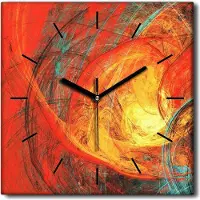 Coloray Uhr auf Leinwand 30x30 cm Wand Uhr Dekoration Wohnzimmer Segeltuch schwarze Hände -Abstraktion Kunstkunst