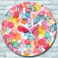 Coloray Wanduhr aus Glas Rund fi 30 Bunte Aquarellblasen Quarz Deko Wohnzimmer Büro