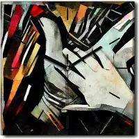 Coloray Uhr auf Leinwand 30x30 cm Wand Uhr Dekoration Wohnzimmer Segeltuch schwarze Hände -Abstraktion der Kunsthandfläche