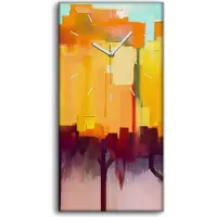 Coloray Wanduhr Uhr Wandbild Leinwand Quarz 30x60 Abstrakte Bunte Malerei Landschaft - weiße Hände