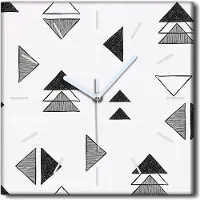 Coloray Uhr auf Leinwand 30x30 cm Wand Uhr Dekoration Wohnzimmer Segeltuch weiße Zeiger -Wandmuster von Dreiecke