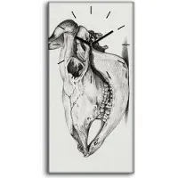 Coloray Küchenuhr Bürouhr Leinwand Uhr Quarz 30x60 Zeichnung Tier Kuh Schädel Kunst - schwarze Hände