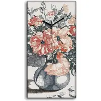 Coloray Wandbild Leinwand Bilder mit Uhr 30x60 Zeichnung Florale Blumen Pflanzen - schwarze Hände