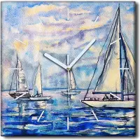 Coloray Uhr auf Leinwand 30x30 cm Wand Uhr Dekoration Wohnzimmer Segeltuch weiße Zeiger -Wasser-Wasserhimmel