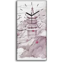Coloray Wanduhr Uhr Wandbild Leinwand 30x60 Foto Wandbild groß Japanische Berge - schwarze Hände