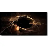 Coloray Küchenuhr Bürouhr Leinwand Uhr 60x30 Bild Modern fraktales Kunst - schwarze Hände