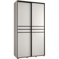 MEBLE KRYSPOL Cannes 10 Schrank mit 2 Schiebetüren - 205,2x130x60 cm - Weiß Weiß Schwarz