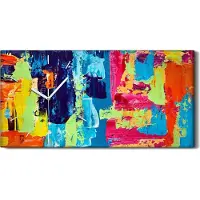 Coloray Leinwand Uhr Küche Wohnzimmer Bild Geräuschlos 60x30 Ölgemälde Kunst Abstrakt - weiße Hände