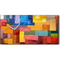 Coloray Wanduhr Bürouhr Leinwand Bild Geräuschlos 60x30 Malerei Abstrakte Kunst - weiße Hände