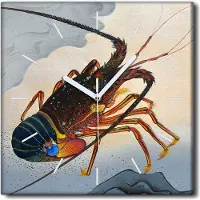 Coloray Uhr auf Leinwand 30x30 cm Wand Uhr Dekoration Wohnzimmer Segeltuch weiße Zeiger -Japan Hummertier.