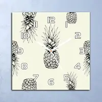 Coloray Deko Glasuhr Wanduhr 30x30 Ananas einfach Quarz Küchenuhr Bürouhr