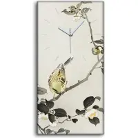 Coloray Wandbild Leinwand Bilder Wanduhr 30x60 Malerei Asiatischer Zweig Tier Vogel - weiße Hände