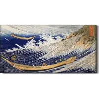 Coloray Küche Wohnzimmer Wand Leinwand Uhr Quarz 60x30 Ozean wellen Katsushika Hokusai - weiße Hände