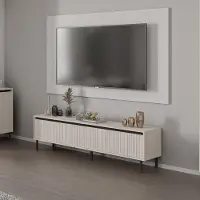 Masseno TV-Schrank OSTIA 178,6 cm Fernsehschrank mit 3 Schubladen für Wohnzimmer Modern 178,6x40x50 cm Beige / Beige