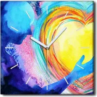 Coloray Uhr auf Leinwand 30x30 cm Wand Uhr Dekoration Wohnzimmer Segeltuch weiße Zeiger -Mann Geist Liebe