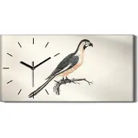 Coloray Küche Wohnzimmer Wand Leinwand Uhr 60x30 Zeichnung Tier Vogel Zweig Kunst - schwarze Hände
