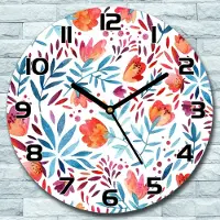 Coloray Wanduhr aus Glas Rund fi 30 Vintage Mohnblumen Quarz Deko Wohnzimmer Büro