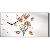 Coloray Leinwand Wanduhr Wandkunst Uhr Geräuschlos 60x30 Gemälde Blumen Pflanzen Kunst - schwarze Hände