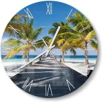 DEQORI Glasuhr Ø30 cm Römisch 'Tropischer Strandaufgang' Wanduhr Glas Uhr Design leise