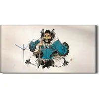 Coloray Dekor Leinwand Uhr Wandbilder 60x30 Malerei Asiatische Traditionell Samurai - weiße Hände