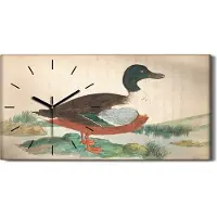 Coloray Wanduhr Uhr Wandbild Leinwand Geräuschlos 60x30 Vögel Wild Tiere Zeichnung Kunst - schwarze Hände