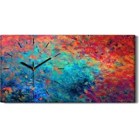 Coloray Wandbild Leinwand Bilder Wanduhr Quarz 60x30 abstrakte farbenfrohe Abstraktion - schwarze Hände