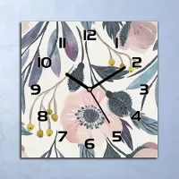 Coloray Wanduhr Echt-Glas-Küchenuhr Mohnblumen Vintage Quarz 30x30 Deko Bilder