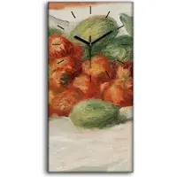 Coloray Wanduhr Uhr Wandbild Leinwand Quarz 30x60 Gemälde Früchte Mandeln Erdbeeren - schwarze Hände