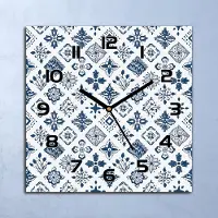 Coloray Wanduhr Echt-Glas-Küchenuhr Geometrische Blumen Quarz 30x30 Deko Bilder