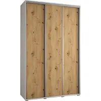MEBLE KRYSPOL Davos 1 Schrank, drei Türen - 235,2x160x60 cm - Weiß Artisan Silber